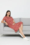 Zivame Knit Cotton Knee Length Nightdress - Burnt Brick — thumbnail 6